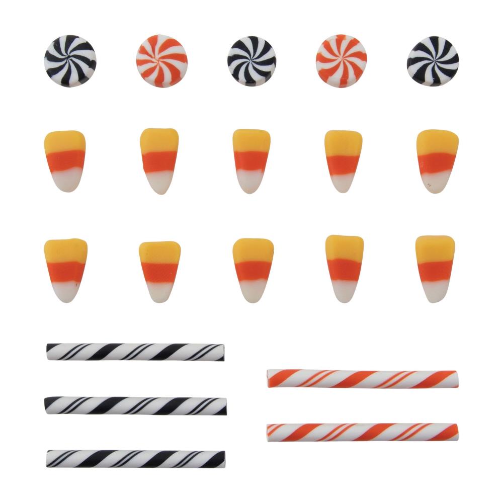 Halloween Confections - Candy Corns, Twirls and Sticks - by Tim Holtz Idea-Ology&nbsp;... miniature resin sweeties used for decoration, assemblage or party decor. 20 (twenty) pieces. TH94336  This packet contains 20 faux sweets in the style and shape of traditional candy corn, aniseed sticks and humbug twirls ... decorations only. Use for mixed media, display ornaments, giftware.