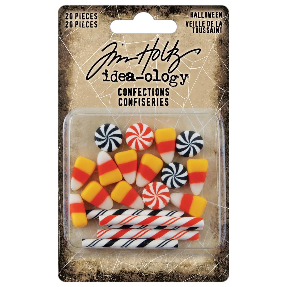 Halloween Confections - Candy Corns, Twirls and Sticks - by Tim Holtz Idea-Ology&nbsp;... miniature resin sweeties used for decoration, assemblage or party decor. 20 (twenty) pieces. TH94336  This packet contains 20 faux sweets in the style and shape of traditional candy corn, aniseed sticks and humbug twirls ... decorations only. Use for mixed media, display ornaments, giftware.