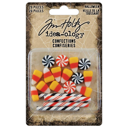 Halloween Confections - Candy Corns, Twirls and Sticks - by Tim Holtz Idea-Ology&nbsp;... miniature resin sweeties used for decoration, assemblage or party decor. 20 (twenty) pieces. TH94336  This packet contains 20 faux sweets in the style and shape of traditional candy corn, aniseed sticks and humbug twirls ... decorations only. Use for mixed media, display ornaments, giftware.