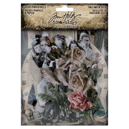 Paper Dolls - Halloween, Layers ... by Tim Holtz Idea-Ology - Printed cardstock featuring vintage photographs printed in black and white. 64 (sixty four) pieces in a variety of sizes and shapes, one of each design. TH94399.