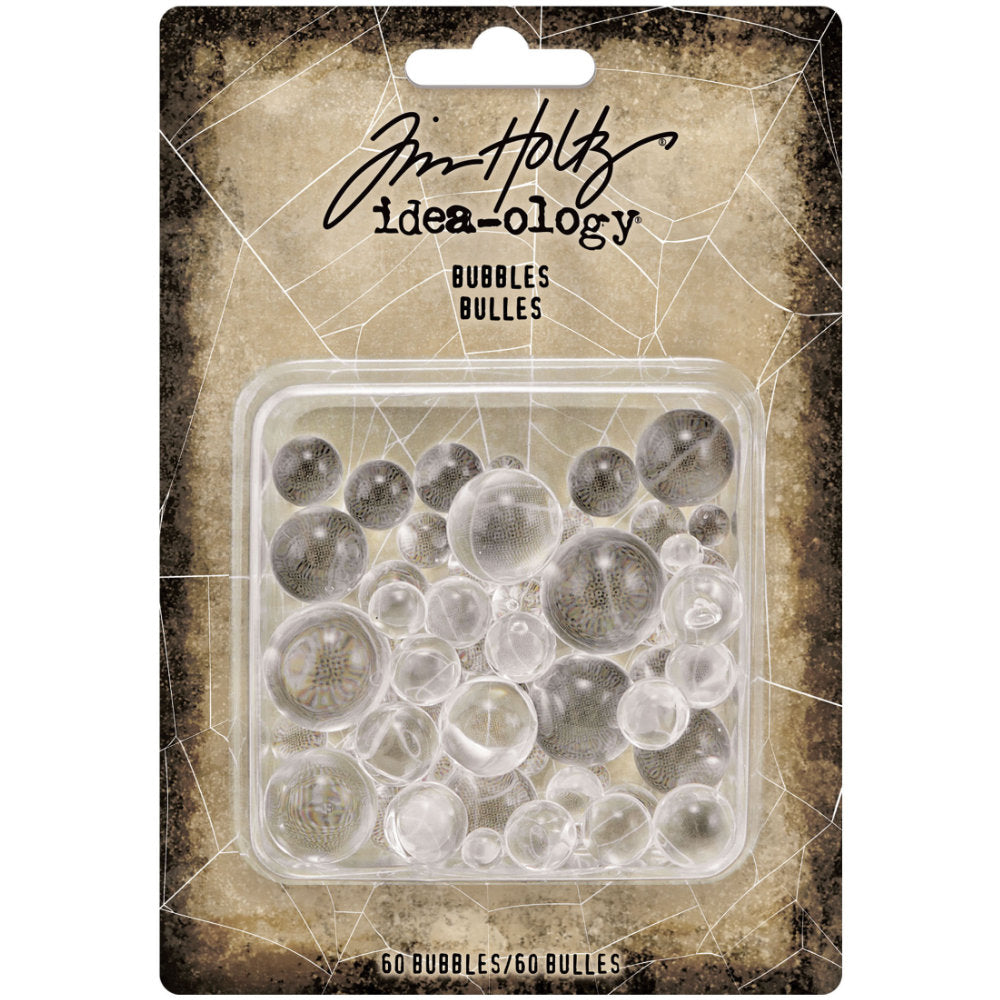 Tim Holtz Idea-Ology - Adornments - Bubbles - Clear Undrilled Beads - 60 Pieces - NEW!
