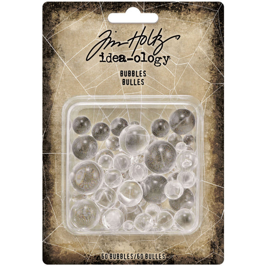 Tim Holtz Idea-Ology - Adornments - Bubbles - Clear Undrilled Beads - 60 Pieces - NEW!