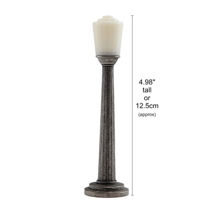 Lamp Post ... Idea-Ology Metal Adornments by Tim Holtz. With a tall silver coloured metal column to hold a removable light fitting, this vintage inspired lamppost is perfect for use as embellishments in mixed media, display makes, home decor, all kinds of visual creative arts. 1 (one) lamppost made of 2 parts (stem and light), approx 4.98" tall. Photo of the light with dimensions marked. TH94497