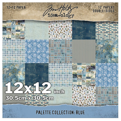 Tim Holtz Idea-Ology - Palette Collection - DS Printed Paper 12x12in - Blue - NEW!