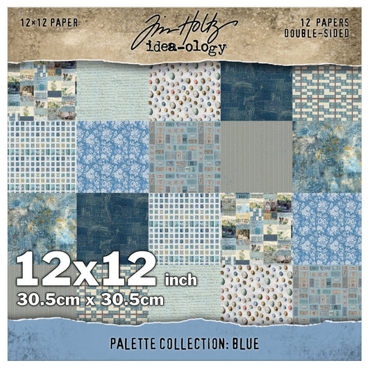 Tim Holtz Idea-Ology - Palette Collection - DS Printed Paper 12x12in - Blue - NEW!