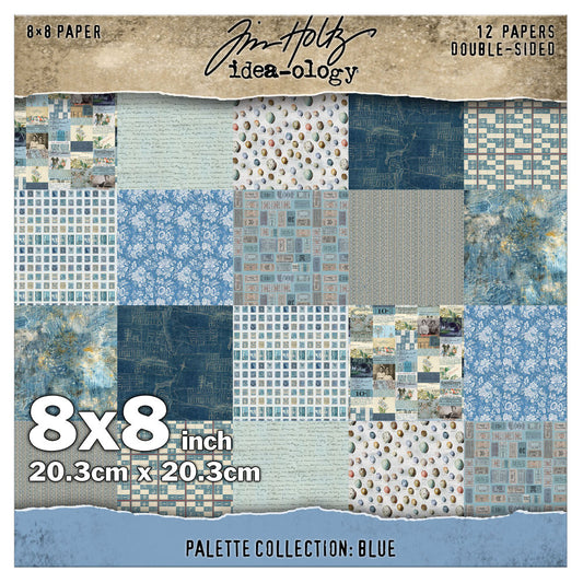 Tim Holtz Idea-Ology - Palette Collection - DS Printed Paper 8x8in - Blue - NEW!