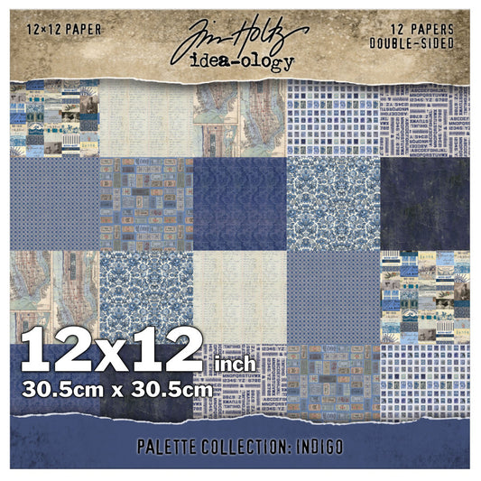 Tim Holtz Idea-Ology - Palette Collection - DS Printed Paper 12x12in - Indigo - NEW!