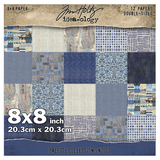 Tim Holtz Idea-Ology - Palette Collection - DS Printed Paper 8x8in - Indigo - NEW!