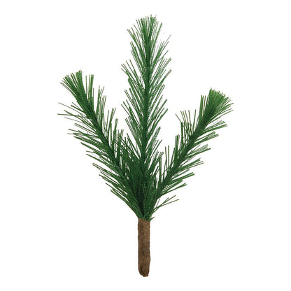Pine Stems, Christmas - by Tim Holtz Idea-Ology ... miniature realistic pine tree stems with green foliage used for mixed media, home decor, ornaments, decorations, assemblage, visual creative arts. 8 (eight) pine stems, each with 3 branches and taped stems. TH94499. Photo of one Pine Stem with branches open.