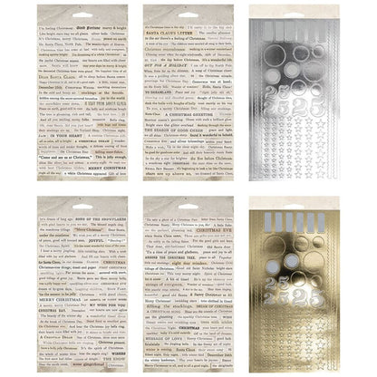 Traditional, Sticker Book ... by Tim Holtz Idea-Ology - A wonderful selection of ready to use adhesive backed labels, words, numbers, stars, festive sayings and Christmas greetings. 4 sheets are in neutral colours, 2 sheets are in a metallic finish, gold and silver. Perfect for party decor, papercrafts, mixed media, cardmaking, assemblage projects, scrapbooking, journaling and visual arts. 6 pages with 458 stickers in assorted sizes and designs. TH94503