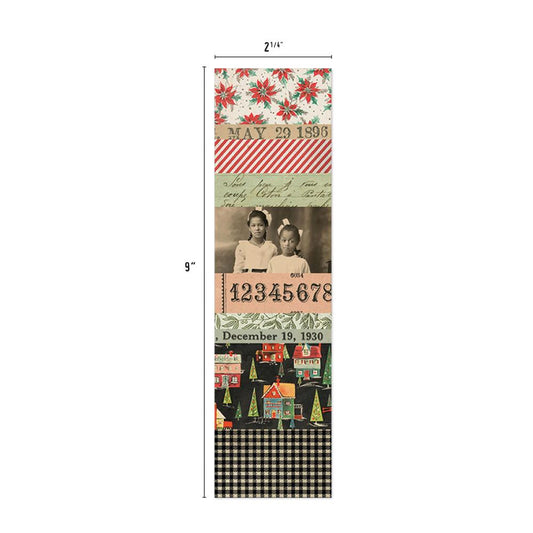 Christmas Collage Strips, Large ... by Tim Holtz Idea-Ology - Printed ephemera featuring vintage designs often seen throughout the festive season of December and Christmas, on ready to use lengths of paper. 24 (twenty four) pieces, one of each design, each strip is 2 1/4" x 9" long (57mm x 225mm). TH94410. Tim Holtz Idea-Ology Christmas Large Collage Strips include a wonderful variety of vintage artwork, patterns, labels, flowers, words, colours and people, gathered together on long strips.