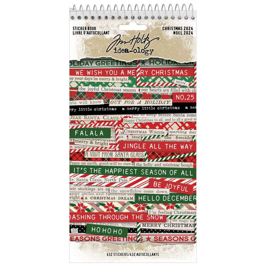 Tim Holtz Idea-Ology - Spiral Bound Sticker Book - Christmas - 8 Pages 432 Stickers
