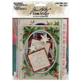 Christmas Baseboards and Transparencies ... by Tim Holtz Idea-Ology - Baseboards are a sturdy cardstock printed and die cut into the style of vintage doors, windows, message labels. Transparencies are clear acetate printed with vintage style leadlight window finishes. Ideal for party decor, papercrafts, mixed media, cardmaking, assemblage projects, scrapbooking, journaling and visual arts. 45 (forty five) pieces. 