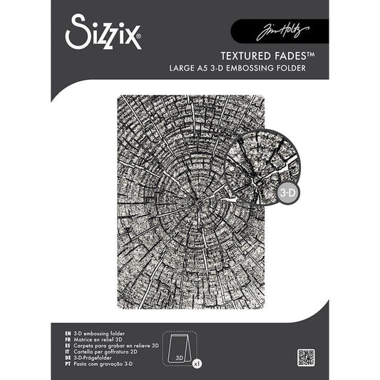 Tim Holtz Sizzix - Texture Fades - Embossing Folder 3D - Large A5 - Tree Rings - PreOrder Soon