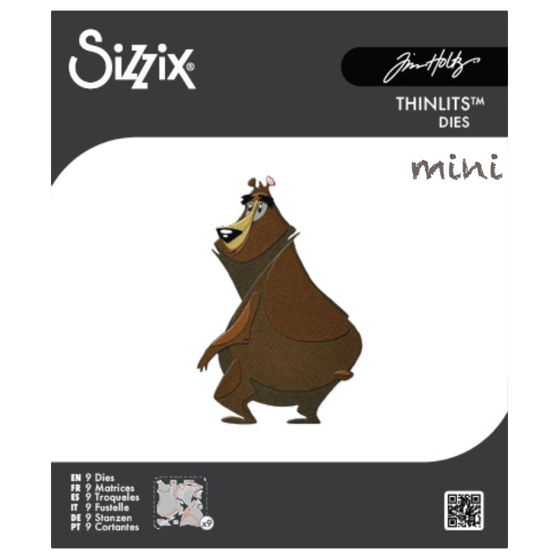 Theodore the Bear, Mini - Sizzix Colorize Thinlits die cutting templates by Tim Holtz. Create fun colourful animals for your pages, cards, tags, scrapbook pages, all kinds of excuses to make more art in any theme, colour, pattern or texture! This lovable bear is approx 2 7/8" x 4 3/8" in size (no.667215).