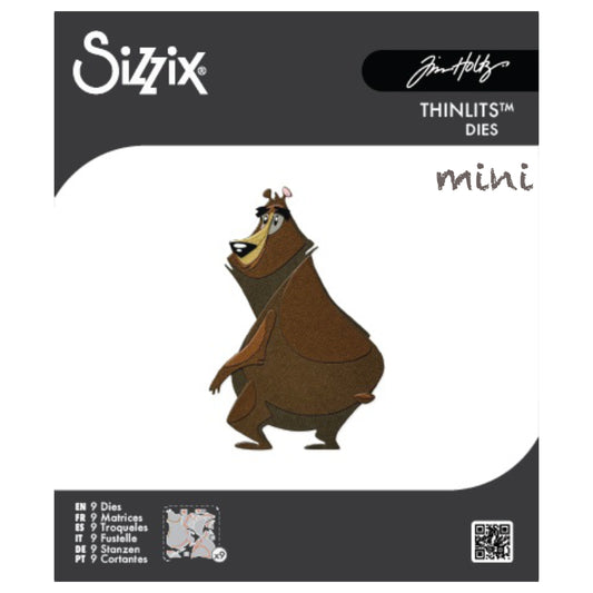 Theodore the Bear, Mini - Sizzix Colorize Thinlits die cutting templates by Tim Holtz. Create fun colourful animals for your pages, cards, tags, scrapbook pages, all kinds of excuses to make more art in any theme, colour, pattern or texture! This lovable bear is approx 2 7/8" x 4 3/8" in size (no.667215).