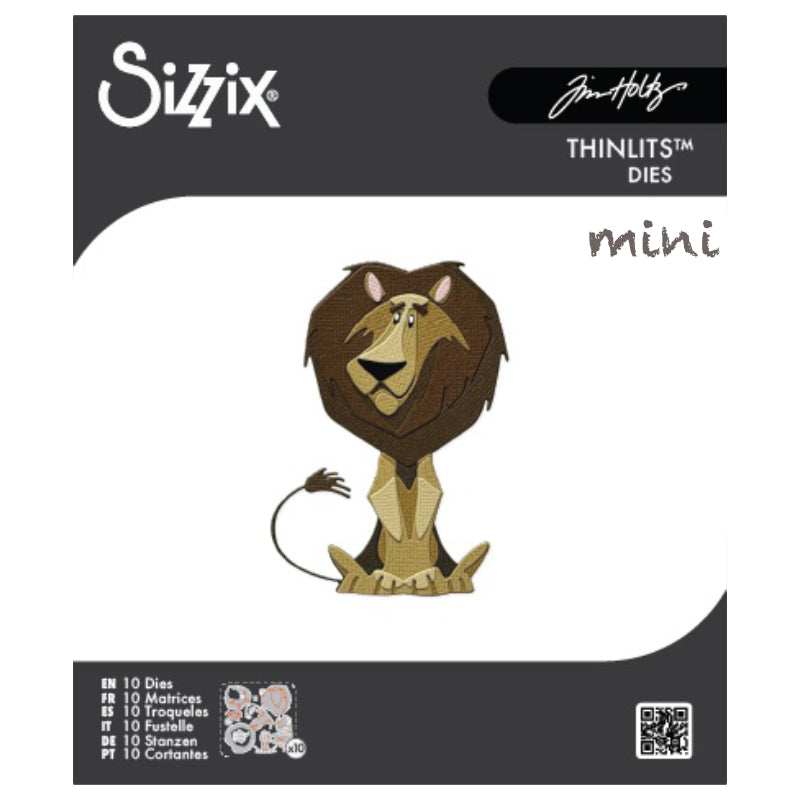 Harrison the Lion, Mini - Sizzix Colorize Thinlits die cutting templates by Tim Holtz. Create fun colourful animals for your pages, cards, tags, scrapbook pages, all kinds of excuses to make more art in any theme, colour, pattern or texture! This handsome lion is approx 3 3/4" x 3 5/8" in size (no.667223).
