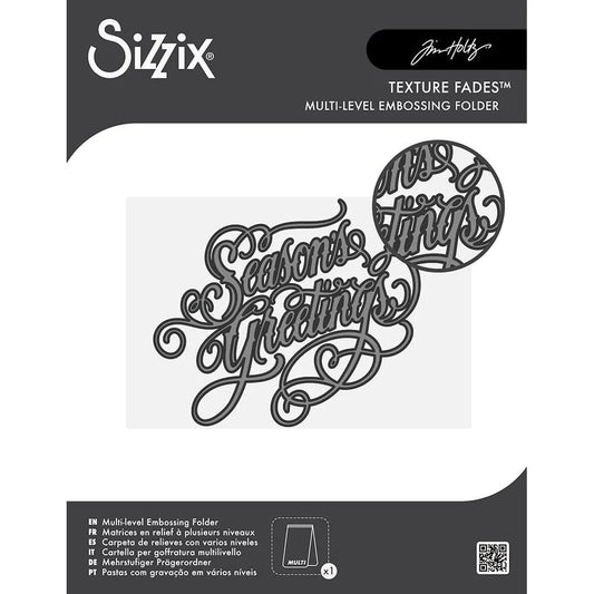 Tim Holtz Sizzix - Texture Fades - Embossing Folder - Seasons Greetings - PreOrder Soon