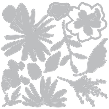 Floristry - Sidekick SideOrder Set ... by Tim Holtz, made by Sizzix - Thinlits Die Cutting Templates and Texture Fades Embossing Folder for use in mixed media, planners, journaling, cardmaking, scrapbooking and papercrafts (no.666872). Set includes 11 (eleven) dies, 1 embossing folder. Example of the die cutting templates.