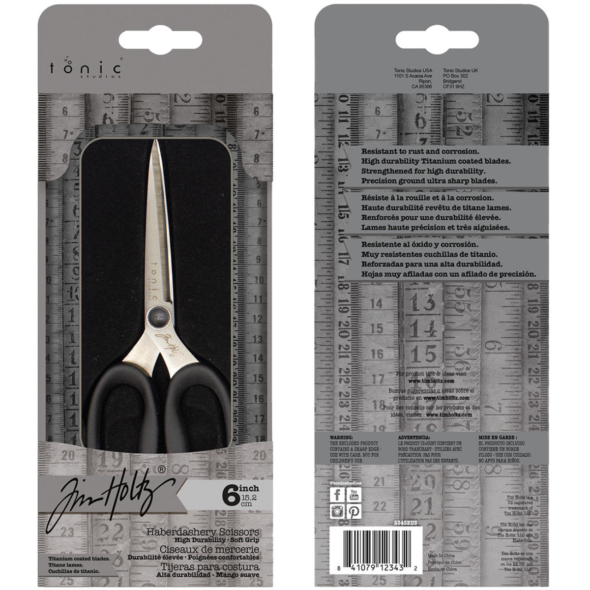 Tim Holtz - Tonic Studios - Scissors - Haberdashery - for Fabrics - 6 inch