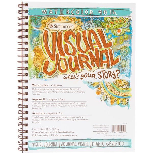 Strathmore Visual Journal - Watercolour Paper 90lb - 9x12 Wire Binding - 34 Sheets