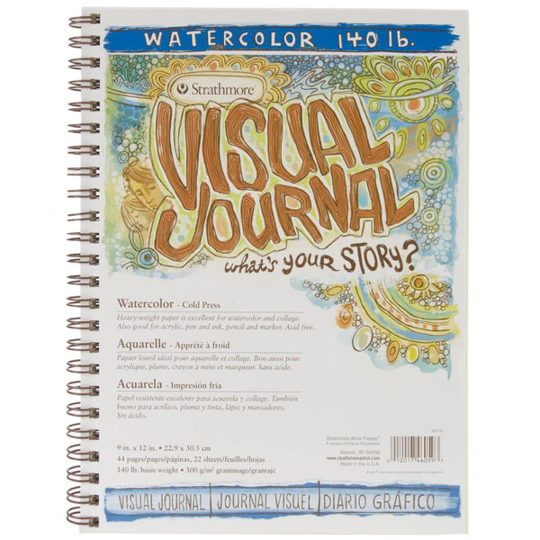 Strathmore Visual Journal - Watercolour Paper Heavy 140lb - 9x12 Wire Binding - 22 Sheets