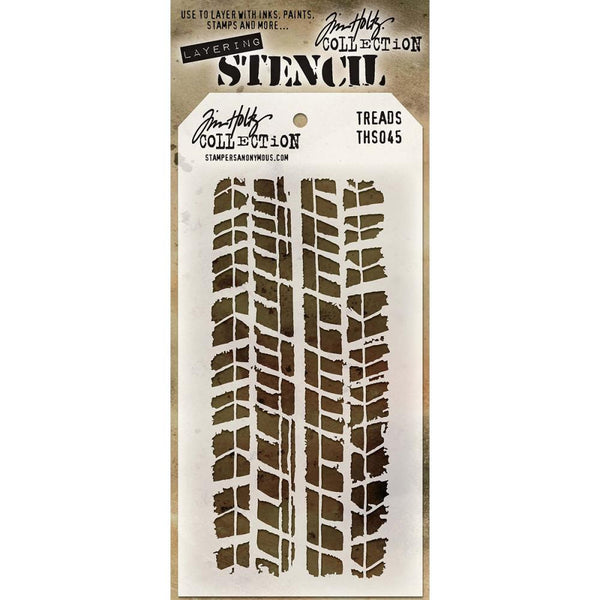 Treads ... this Tim Holtz layering stencil features rugged tyre track design
