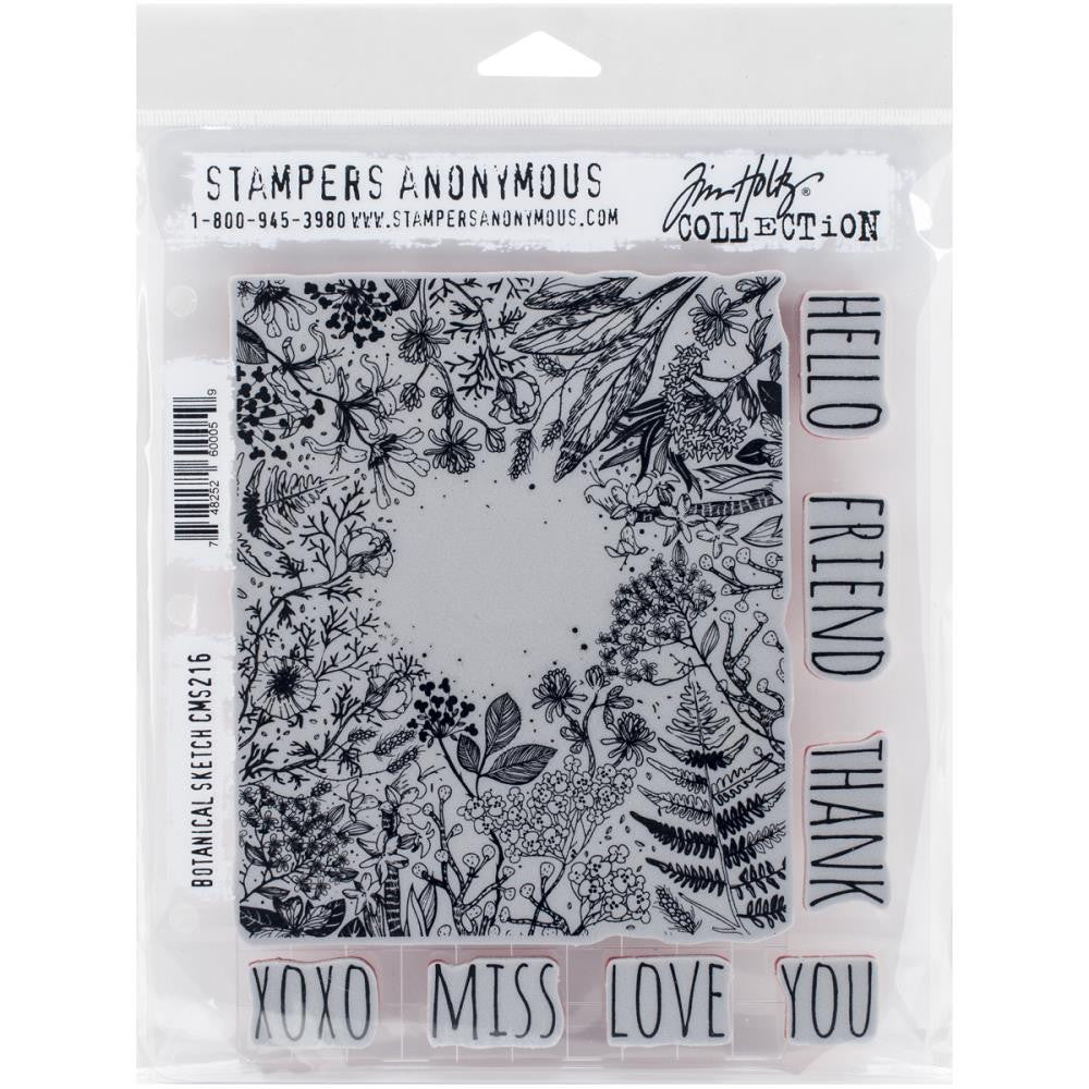 Tim Holtz Cling Stamps - Botanical Sketch - with Large Grid Block