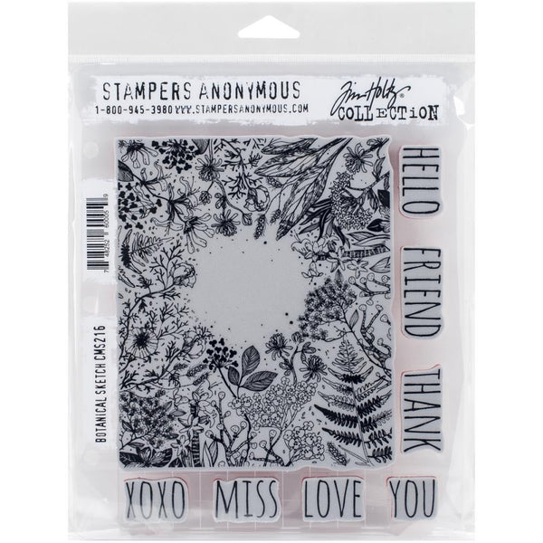 Tim Holtz Cling Stamps - Botanical Sketch - with Large Grid Block