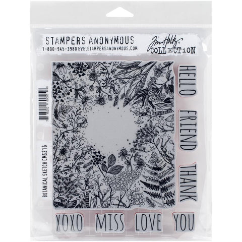 Tim Holtz Cling Stamps - Botanical Sketch - with Large Grid Block