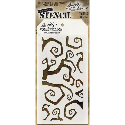 Twisted ... this Tim Holtz layering stencil features the grooviest branches with curly twigs