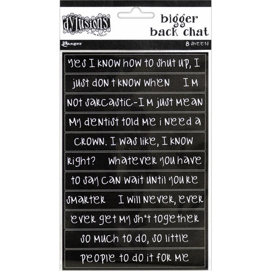 Dylusions Creative Dyary Stickers - Bigger Back Chat - Black