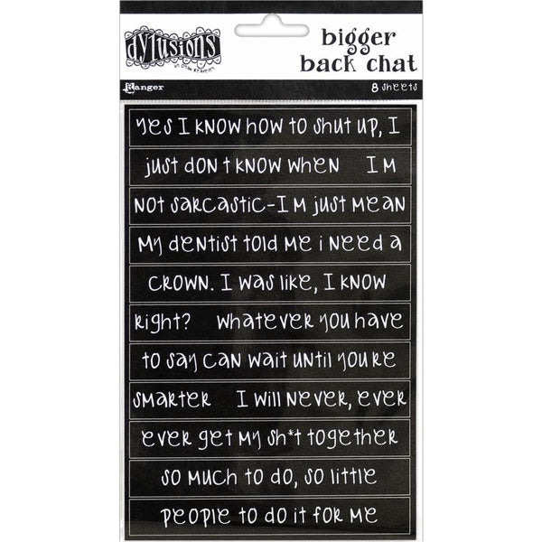 Dylusions Creative Dyary Stickers - Bigger Back Chat - Black
