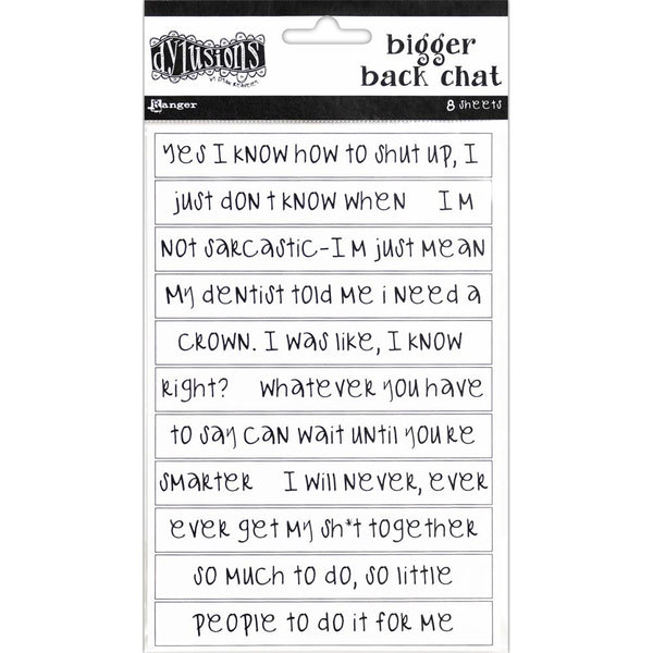 Dylusions by Dyan Reaveley - Stickers - Bigger Back Chat - 8 Sheets - White - Set 1
