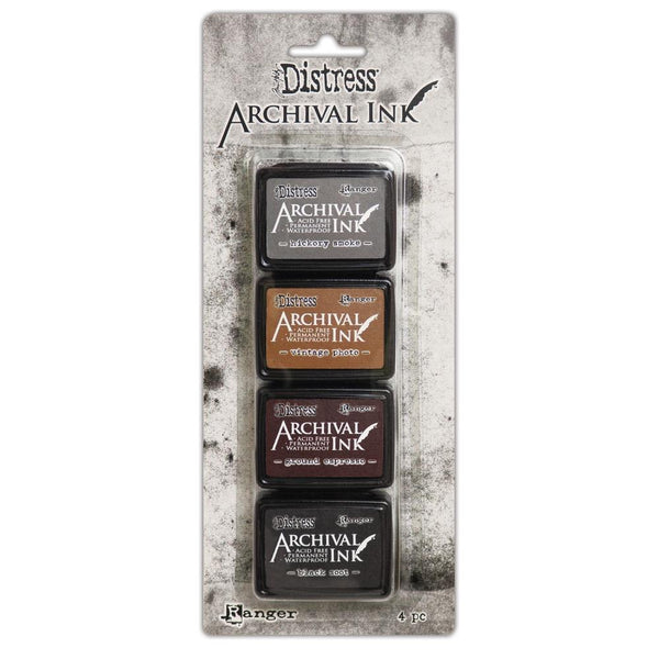 tim Holtz Archival Ink Pads Mini 4 colours black brown and grey