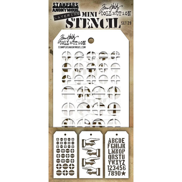 Tim Holtz Layering Mini Stencil - Set 29 - Screwed Direction Crate