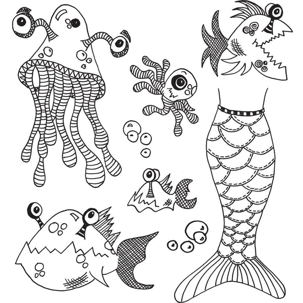 Dylusions by Dyan Reaveley - Cling Stamps - Plenty of Fish in the Sea