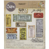 Ticket Booth - by Tim Holtz... Sizzix Thinlits, Framelits Die Cutting Templates (no.662698). This set of chemical-etched thin metal dies are designed to create a wonderful variety of tickets and tags <span>with speed, precision and ease, cutting out the zigzag ends, notches and corners. The die set includes 6 templates - the samples in the photos are made using the coordinating stamp set (also called "Ticket Booth", cms337, sold separately).