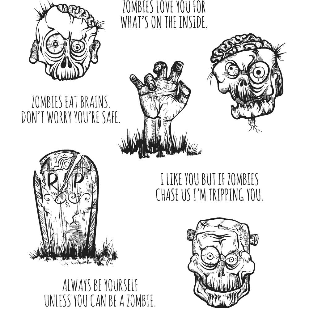 Zombies ... Cling Rubber Stamp Set by Tim Holtz - 9 Designs