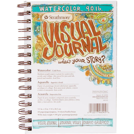 Strathmore Visual Journal - Watercolour Paper 90lb - 5.5x8 inch Book - 34 Sheets
