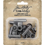 Metal Hinge Clips, Large, 27mm wide ... Idea-Ology by Tim Holtz - 8 (eight) metal hinged clips used to attach and hold artwork, memorabilia, journal pages, cards and other items together. Each clip is approx 1 1/8" or 27mm wide.  Inspired by antique stationery clips, these versatile spring loaded clips are so useful for attaching and holding all your photos, books, lists, pages and other treasures together. TH93787
