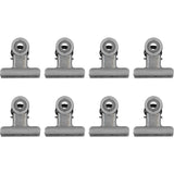 overview of the Metal Hinge Clips, Large, 27mm wide ... Idea-Ology by Tim Holtz - 8 (eight) metal hinged clips used to attach and hold artwork, memorabilia, journal pages, cards and other items together. Each clip is approx 1 1/8" or 27mm wide.  Inspired by antique stationery clips, these versatile spring loaded clips are so useful for attaching and holding all your photos, books, lists, pages and other treasures together. TH93787