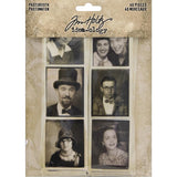 PhotoBooth - Idea-Ology Layers by Tim Holtz ... an eclectic collection of vintage photographs featuring people's portraits (head and shoulders, in singles and couples). Pack of 40 (forty) strips, each 43mm x  150mm long. Each strip is printed with 3 photos in sepia toned (vintage browns) on the front, plain white on the back of the strips.  Each strip features 3 (three) beautiful portraits of lost relatives (or friends, favourite people, they can be whoever you want them to be! TH93799