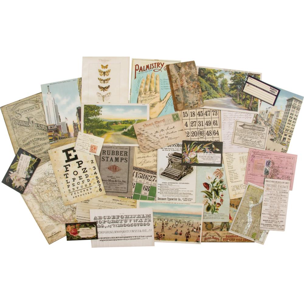 samples of Tim Holtz Idea-Ology Layers - Remnants ... an eclectic collection of printed memorabilia