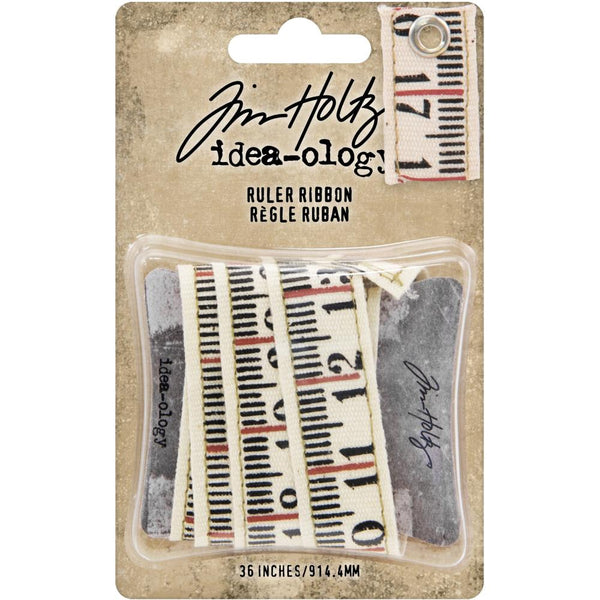Ruler Ribbon - Idea-Ology Trimmings by Tim Holtz ... length of fabric printed with ruler measurements, used to embellish artwork or tie around books. One length per pack, 36" long (91.4cm) and 11/16" (17mm) wide.