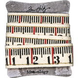 wrapped example of Ruler Ribbon - Idea-Ology Trimmings by Tim Holtz ... length of fabric printed with ruler measurements, used to embellish artwork or tie around books. One length per pack, 36" long (91.4cm) and 11/16" (17mm) wide.