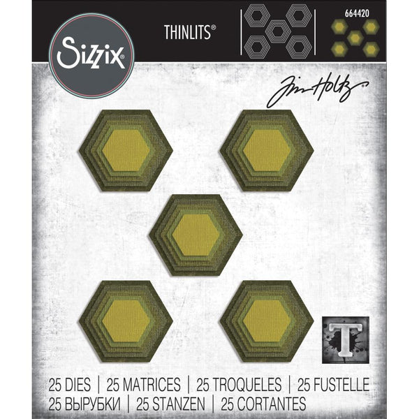 Tim Holtz Thinlits Die Cutting Set by Sizzix - Stacked Tiles Hexagons