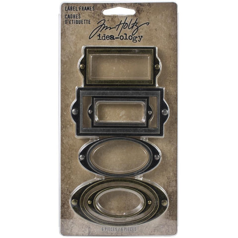 Label Frames ... Idea-Ology Adornments by Tim Holtz - 6 (six) metal frames, each in a different design and size, ovals and rectangles.