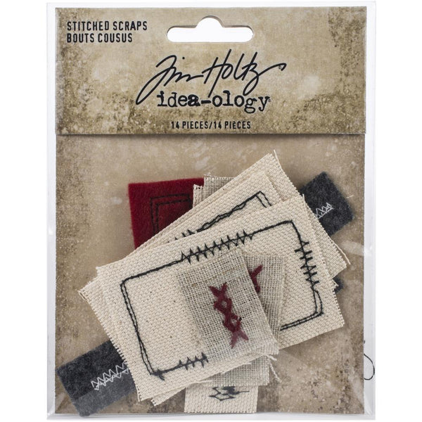 Stitched Scraps - Idea-Ology by Tim Holtz ... remnants of fabric scraps in neutral colourings with contrasting stitched details for papercraft, cardmaking, visual arts. Made by Advantus Corp for Ideaology.