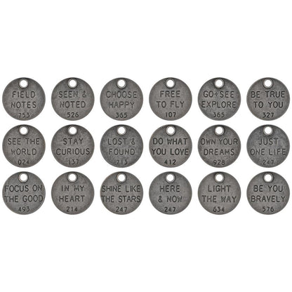 Tim Holtz Idea-Ology - Metal Adornments - Thought Tokens - 18 Pieces